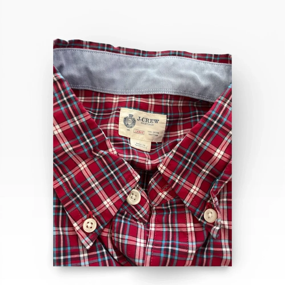 J. Crew Heritage Men’s‎ Plaid Button-Up Shirt Size Large Red Blue White